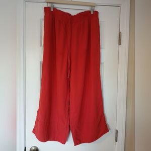 LC Lauren Conrad Vibrant Red Wide Leg Linen Blend Pants